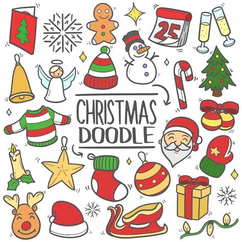 Natal Doodle Clip Art Vector Set Vetor Premium