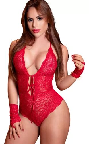 Lingerie Body Sexy Rendado Feminino Luvas Jennifer Parcelamento