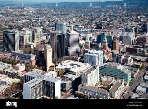 Downtown Oakland California Aerial With Uptown In The Background Stock