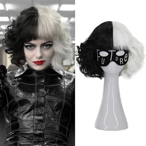 Mildiso Cruella Deville Wig With Mask Black And White Wigs