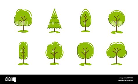 Conjunto De Iconos De árbol Concepto Ecológico Símbolo De La Naturaleza Imagen Vector De Stock