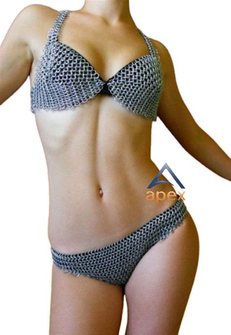 Viking Armor Bra Penty Chain Mail Halter Bikini Fancy Bra Etsy