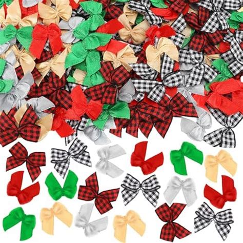 Junebrushs Christmas Tiny Bows Pcs Christmas Mini Bow Small Satin