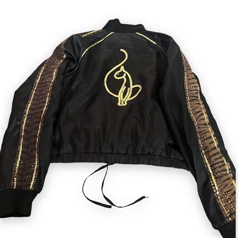 Baby Phat Women S Black And Gold Coat Depop