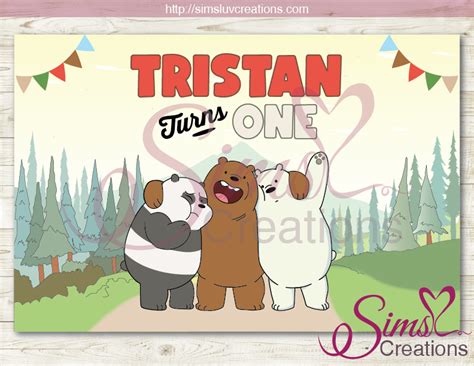 We Bare Bears Printable Backdrop Banner Bear Birthday Backdrop Sims