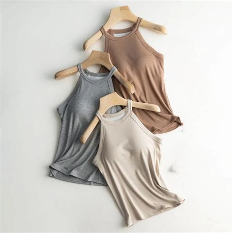 Halter Tank Top With Built In Bra Online Bellvalefarms