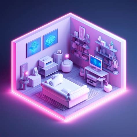 Premium Photo Neon Lights White Furniture And Big Screens The Perfect