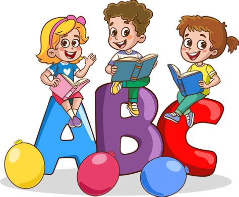 Vector Illustration Of Kids And Alphabet Characters 22824429 Vector Art ...