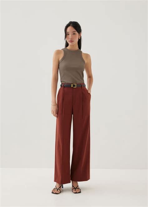 Buy Gretal Tailored Pleated Straight Leg Pants Love Bonito Shop