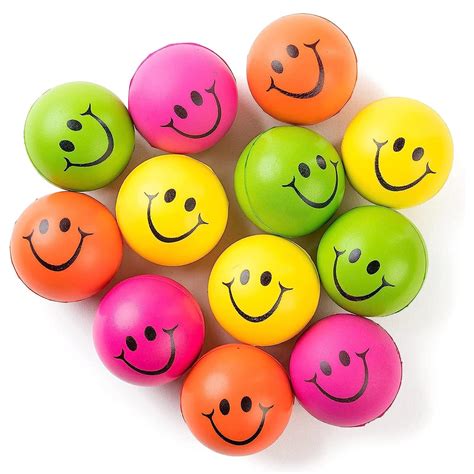 Be Happy! Neon Colored Smile Funny Face Stress Ball - Happy Face Squishies Stress Foam Balls for ...