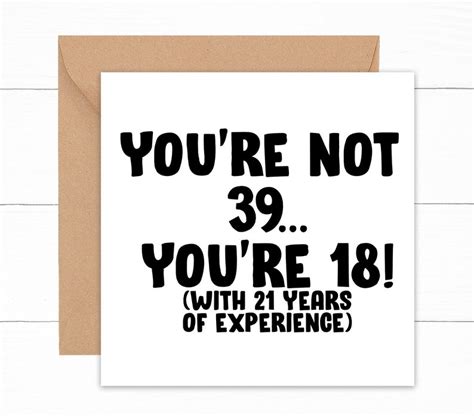 You're Not 39 Funny 39th Birthday Card 39th Birthday | Etsy