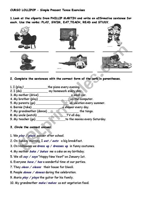 SIMPLE PRESENT TENSE EXERCISES - ESL worksheet by crisprata