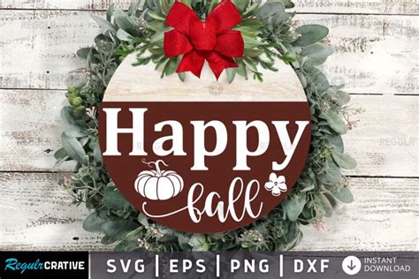 Happy fall SVG, Fall Round SVG Design