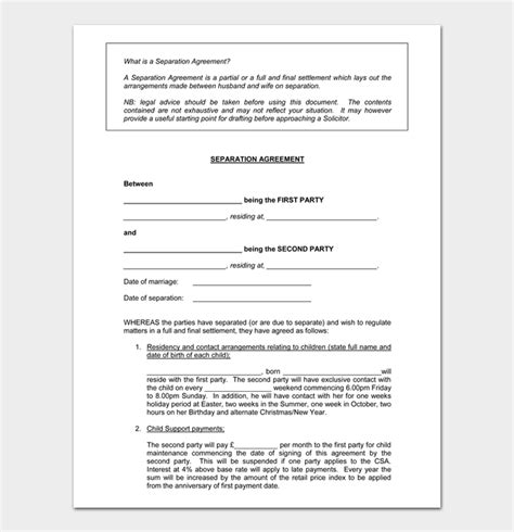 17 Free Separation Agreement Templates And Examples Pdf Word