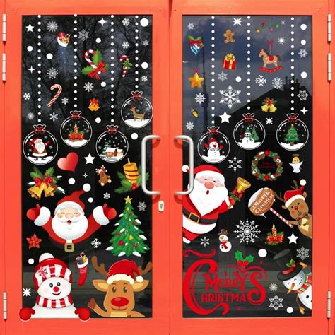 Vertelife Sheets Christmas Window Stickers Double Side Christmas