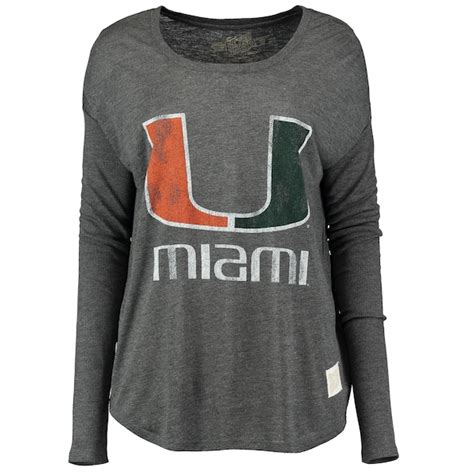 Womens Original Retro Brand Charcoal Miami Hurricanes Relaxed Ribbed