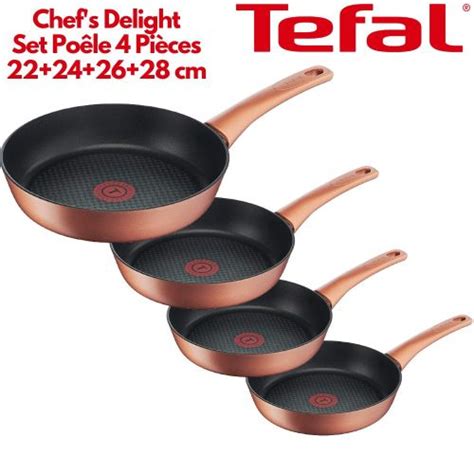 Tefal Chefs Delight Ensemble Poeles 4 Pièces 22 24 26 28 cm En