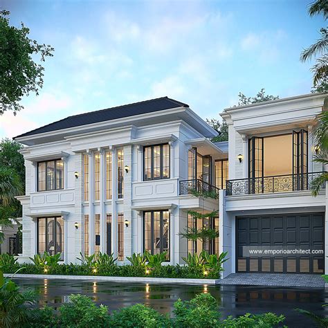 Desain Tampak Samping Rumah Klasik Modern 2 Lantai Bapak HDI Di Jakarta