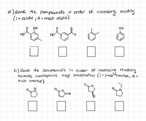 Solved A Rank The Compounds In Order Of Increasing Acidity