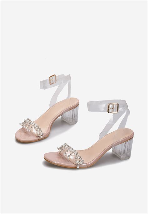 Sandale Cu Toc Transparent Meira Nude Zapatos