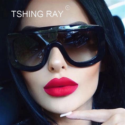 Tshing Ray Kardashian 2018 New Fashion Large Wrap Sunglasses Women Vintage Oversized Shades