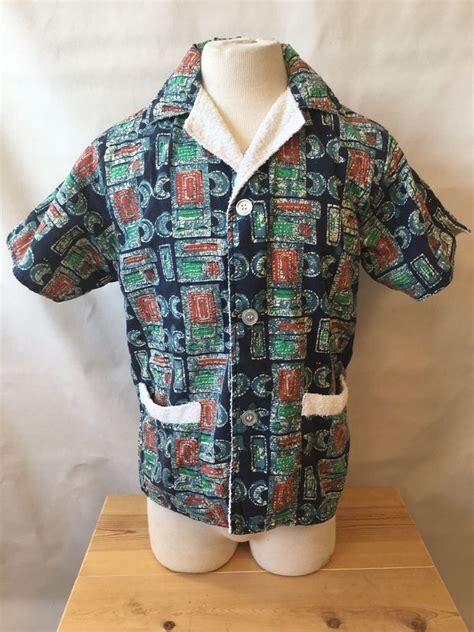 Mens Vintage Terry Cloth Shirt Man Earle