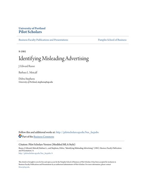 Identifying Misleading Advertising Pdf Federal Trade Commission