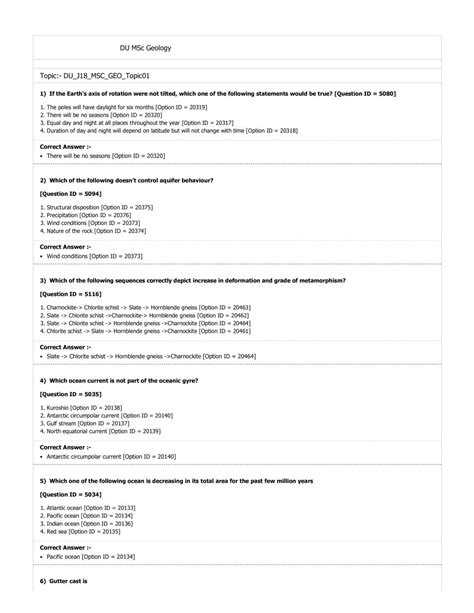 DUET 2018 Question Paper For DU MSc Geology