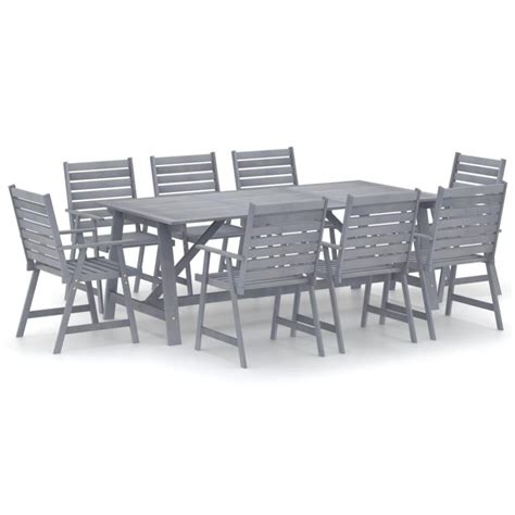 Mobilier D Ner De Jardin Pcs Gris Bois D Acacia Massif Leroy Merlin