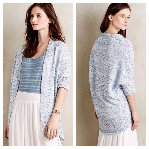 Anthropologie Cocoon Cardigan Blue Melange Knit