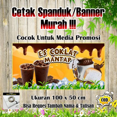 Spanduk Banner Es Coklat Ukuran 1 Meter X 50 Cm Lazada Indonesia