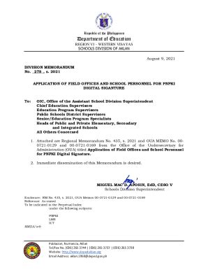 Fillable Online Memorandum Department Of Education Regional Office