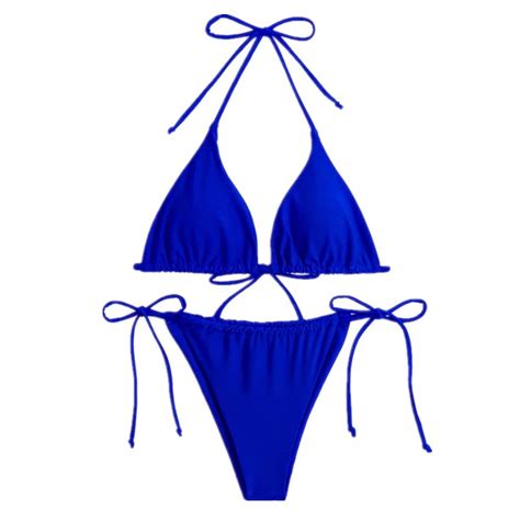 Sexy White Three Point Bikinis Klein Blue Bright Color Series Gyaru