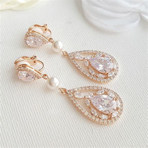 These Earrings Are Clip On Bridal Earrings For Non Pierced Ears In The