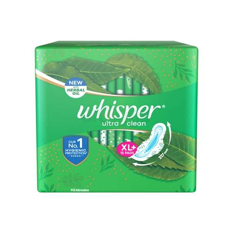 Whisper Ultra Clean Sanitary Pads Xl Plus Wings 15pcs Napkin Size