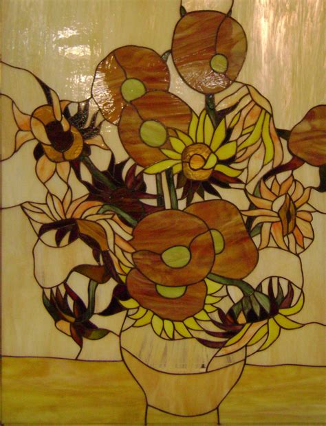 Sunflowers By Van Gogh Stained Glass Classic Technique The Frame