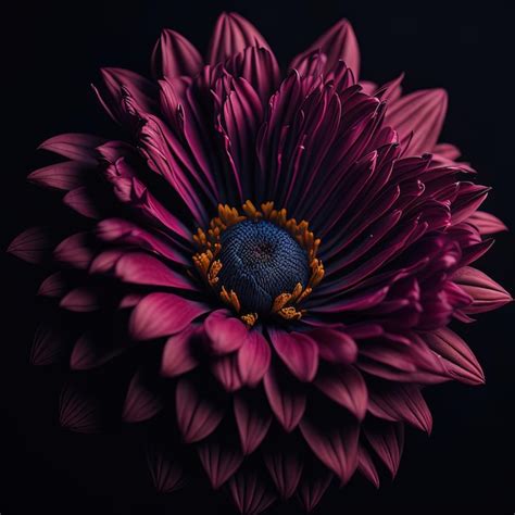 Premium Ai Image Purple Flower With Yellow Center Against Black