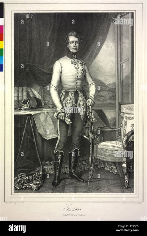 Gustav, Prince of House of Vasa, lithograph by Joseph Kriehuber based ...