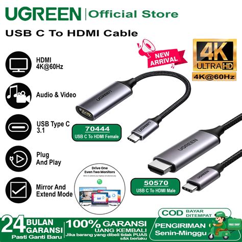 Jual UGREEN Kabel USB C Thunderbolt 3 To HDMI Male Female 2 0 4K 60Hz