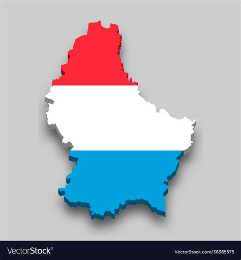 3d Isometric Map Luxembourg With National Flag Vector Image