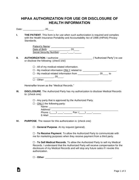 Hipaa Printable Form Printable Forms Free Online