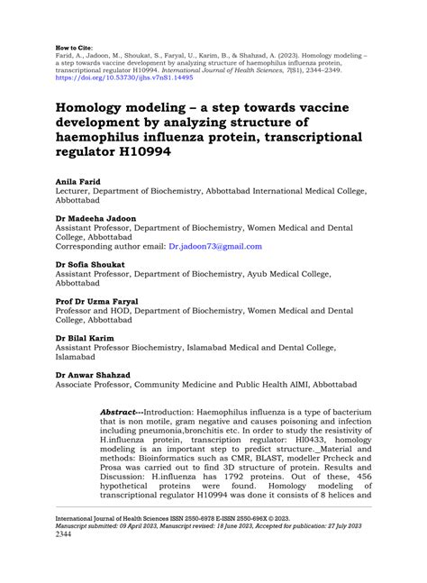 Pdf Homology Modeling A Step Towards Vaccine Development By