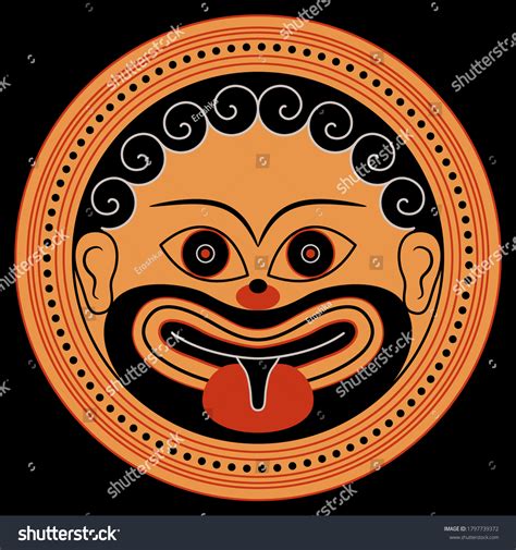 Medusa Gorgon Stylized Human Face Protruded Stock Vector (Royalty Free ...