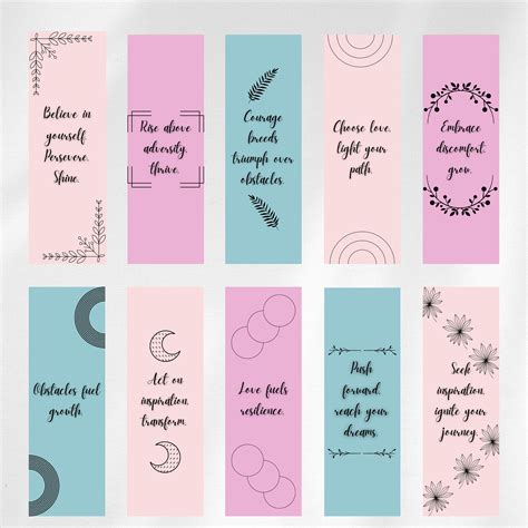 Printable Bookmark Set, Motivational Printable Bookmark, Affirmation Bookmarks, Unique Bookmarks ...