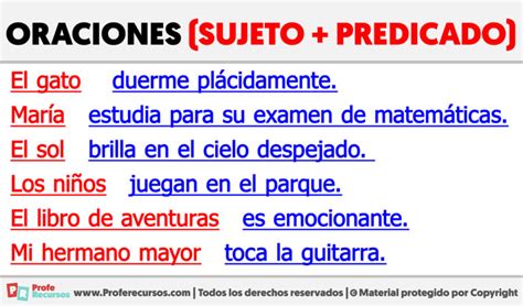 Ejemplos De Oraciones Con Sujeto Y Predicado