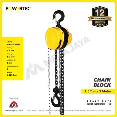 Dapatkan Produk Chain Block Powertec 1 5 T X 3 M 8mm Harga Terjangkau