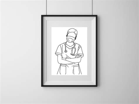 Nurse Line Art Nursing Art Nurse T Nurse Office Decor Nurse