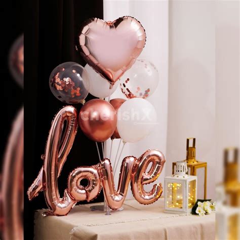 A Rosegold Love Balloon Bouquet To Enhance Your Birthday Party Decoration Bangalore