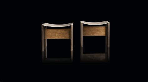 Wooden Stool With Leather Seat And Brass Details Rio By Henge Design