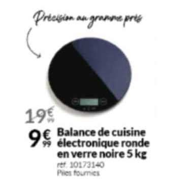 Promo Balance De Cuisine Lectronique Ronde En Verre Noire Kg Chez